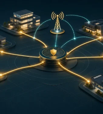 Business locations connected through resilient primary and backup internet paths